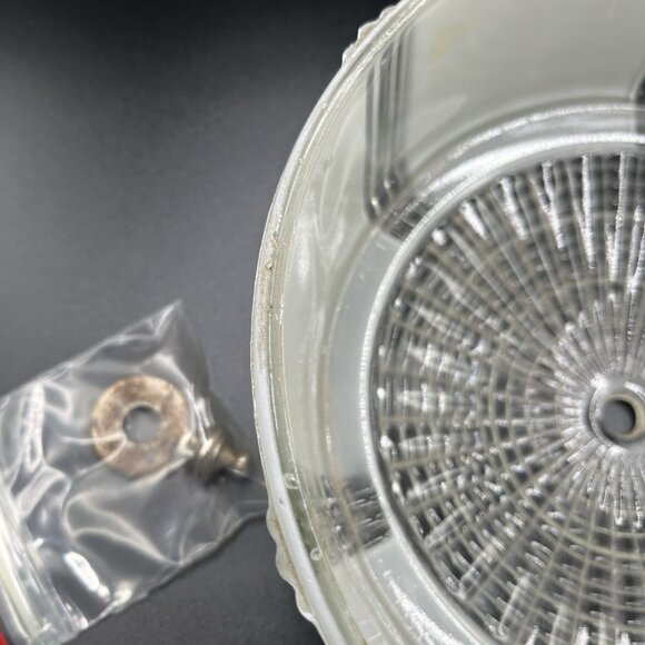 VTG Art Deco Glass Ceiling Light Shades White Flush Mount & Clear Hobnail Dome - Picture 11 of 13